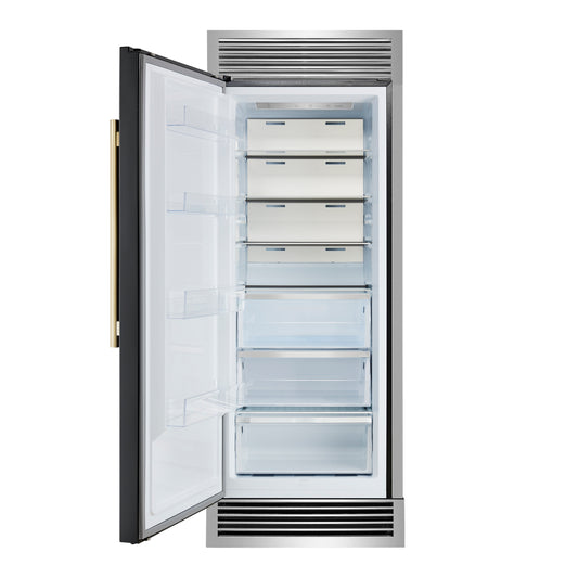 Forno Maderno 28" Built-In Convertible Refrigerator in Black, 13.6 cu.ft. Left Swing with Decorative Grill - 32" Wide