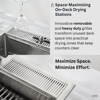 FORNO ACQUA 33 in. Drop-In/Undermount 3-Level MultiSINK Workstation Sink with Waterfall Faucet & Glass Rinser