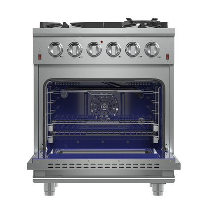 Forno Massimo 30-Inch Freestanding Gas Range, 4 Burners, True Convection Oven