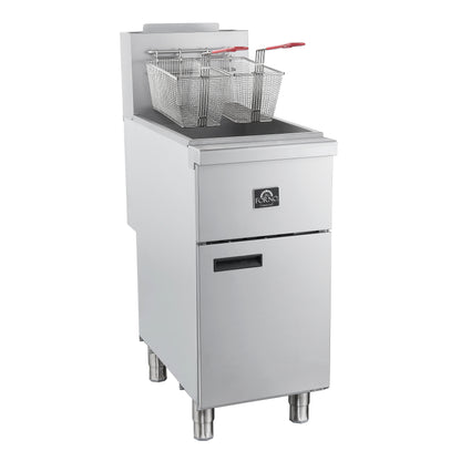 FORNO Commerciale Natural Gas Deep Fryer, 3 Burners 90,000 BTU, 40 lbs, Millivolt Control