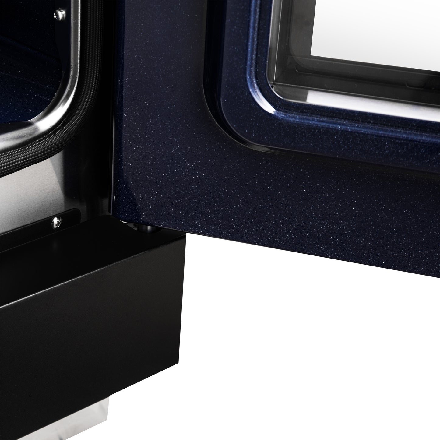 Forno Capriasca 30 Inch Freestanding French Door Dual Fuel Range in Black with Antique Brass Accessories, 5 Burners, True Convection Oven