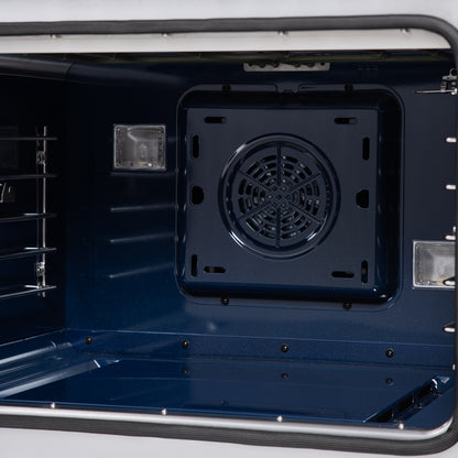 Forno Capriasca 30 Inch Freestanding French Door Dual Fuel Range in White with Antique Brass Accessories, 5 Burners, True Convection Oven