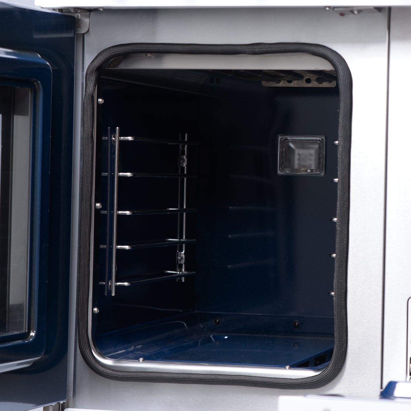 Forno Capriasca 48 Inch Freestanding French Door Dual Fuel Range in White with Antique Brass Accessories, 8 Burners, True Convection Oven