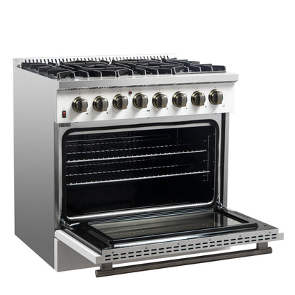 Forno Galiano 36" Freestanding Dual Fuel Range in White