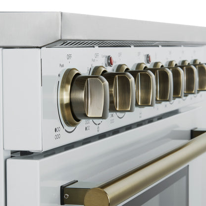 Forno Paolo 36 Inch White Freestanding Electric Range, Stainless Steel, 5.44 cu.ft, True Convection Oven, Energy Efficient