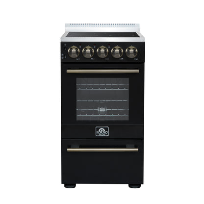Forno Pallerano 20 Inch Freestanding Electric Range in Black, Canada Version, Plug and Cord Included