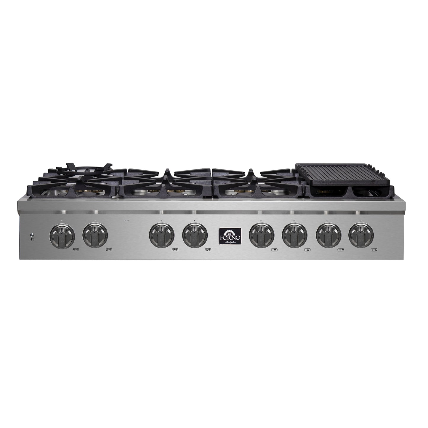 Forno Spezia Alta Qualita 48-Inch Pro-Style Gas Rangetop, Stainless Steel, 8 Sealed Burners, Continuous Cast Iron Grates, High Heat Output