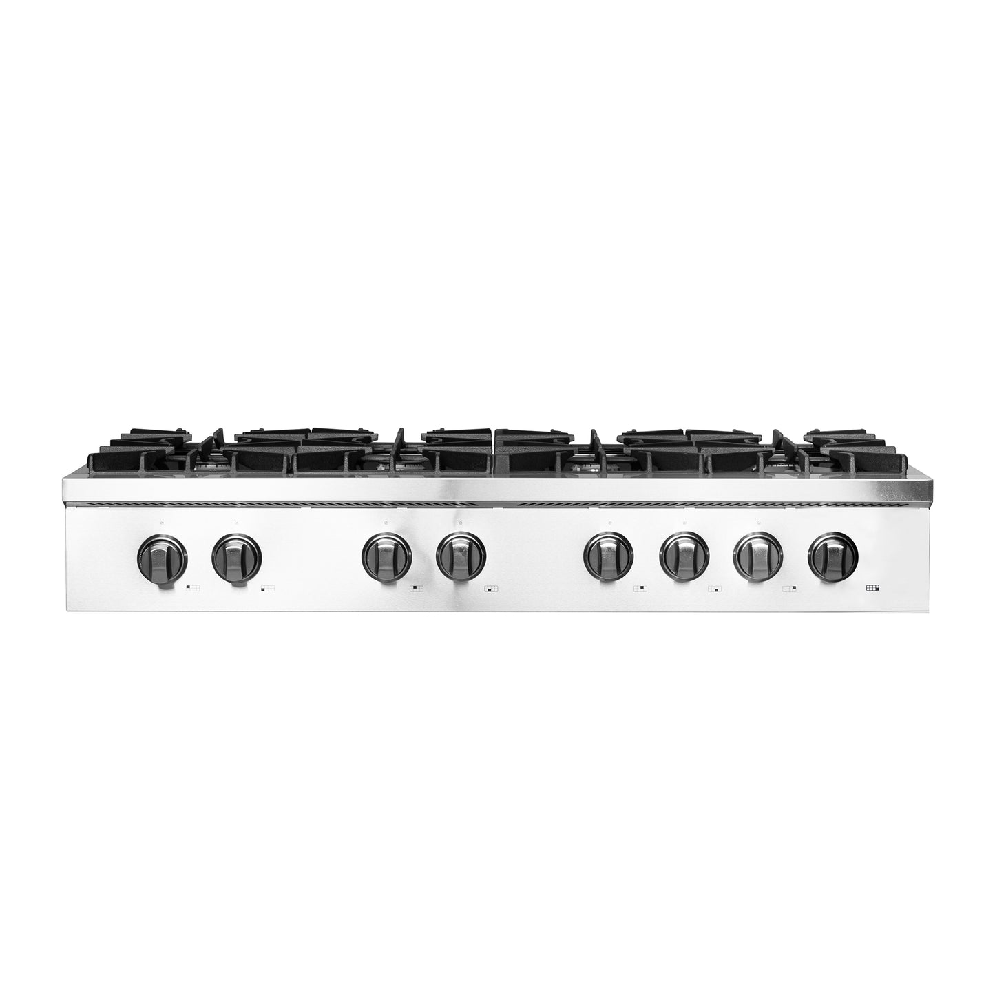 Forno Cossato Alta Qualita 48-Inch Pro-Style Gas Rangetop, Stainless Steel, 8 Sealed Burners, 107,000 BTU Total Output, Continuous Cast Iron Grates
