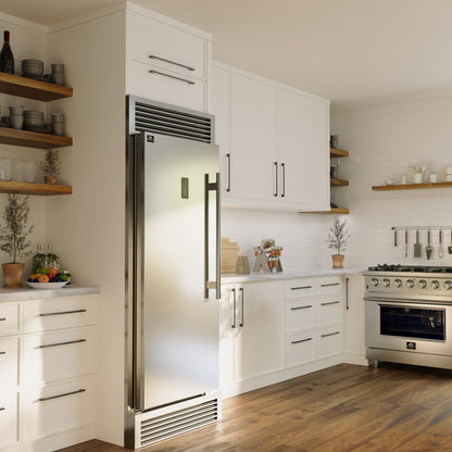 Forno Fortezza 32 Inch Left-Swing Freezer with Standard Trim Grill, Stainless Steel, with Automatic Ice Maker