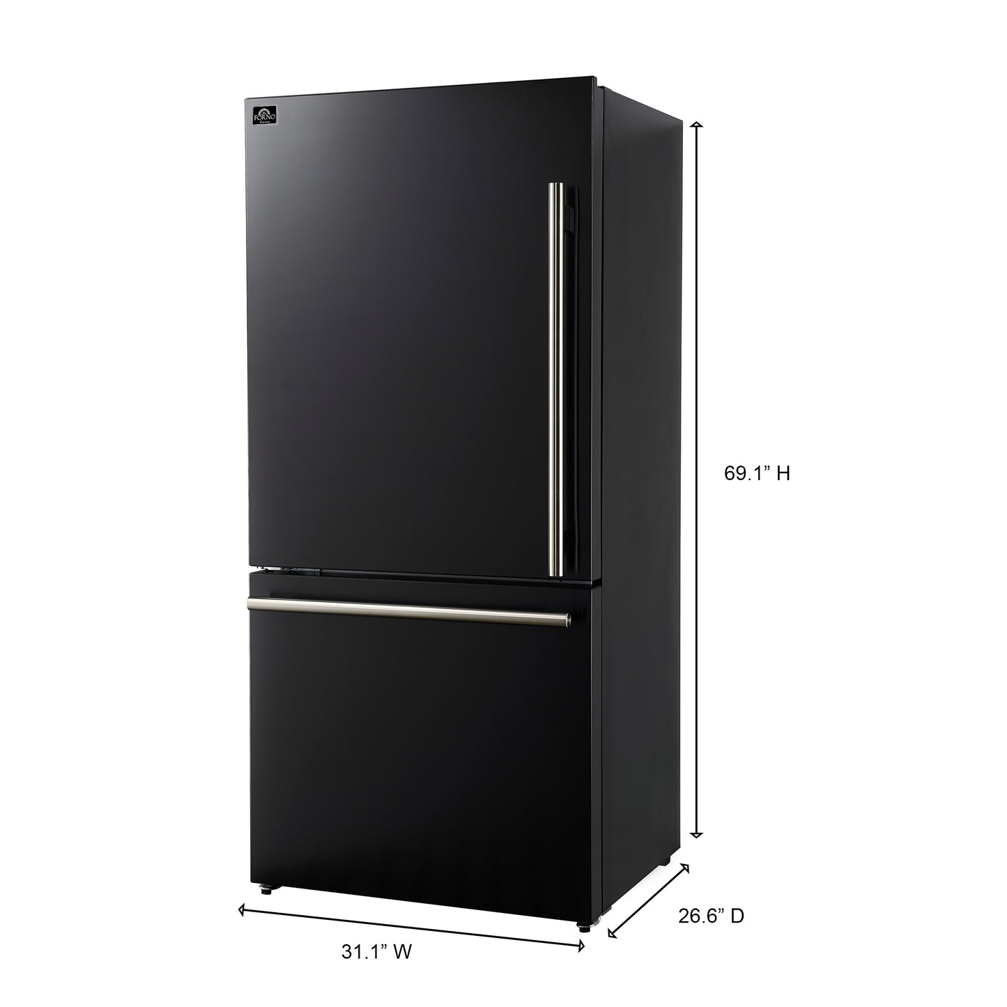 Forno Milano 2-Piece 62-Inch Freestanding Dual Bottom Freezer Refrigerator in Black – 34.4 cu.ft, Touch Control, Ice Maker