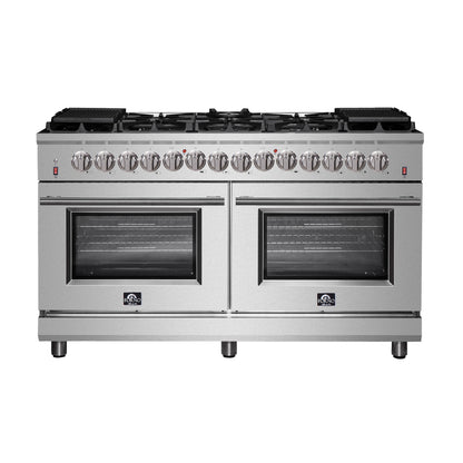 Forno Massimo 60-Inch Freestanding Dual Fuel Range, 10 Burners, Double Convection Ovens
