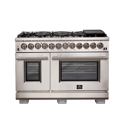 Forno Capriasca 48-Inch Freestanding Dual Fuel Range, 8 Burners, True Convection Oven