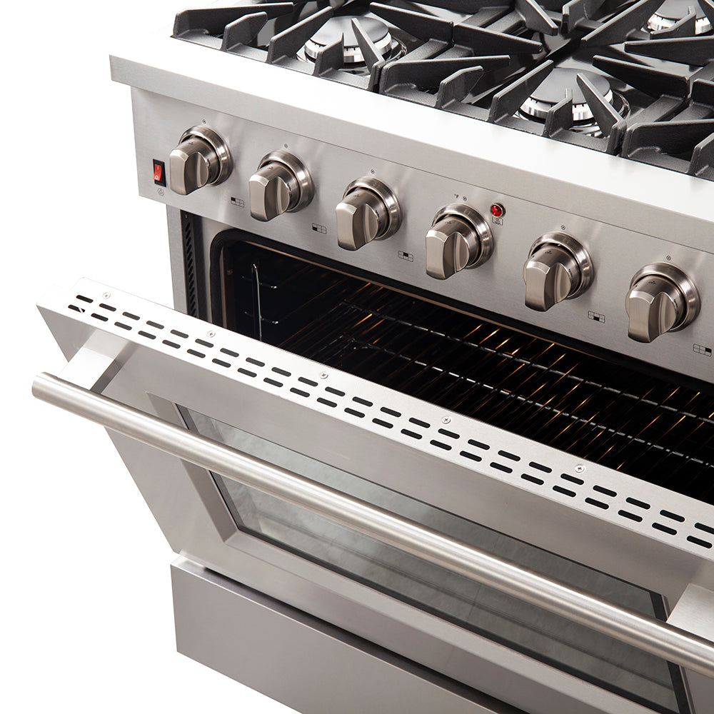 Forno Galiano 36-Inch Freestanding Gas Range, Stainless Steel, 6 Burners, Energy Efficient