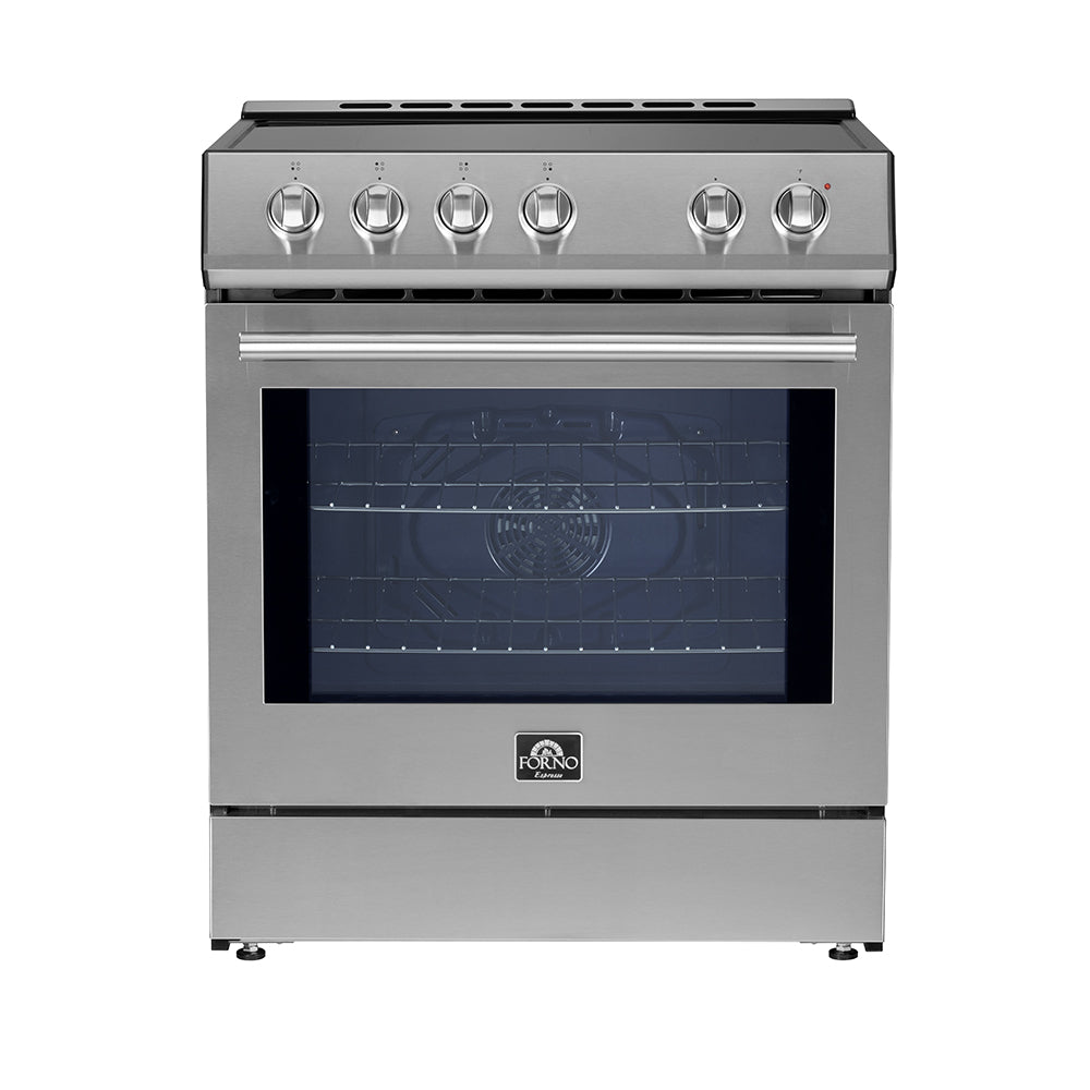 Forno Leonardo Espresso 30-Inch Slide-In Stainless Steel Induction Range, Convection Oven, 5 Cooking Zones