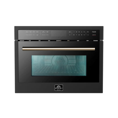 Forno Oliena Espresso Black 24-Inch Built-In Microwave and Convection Oven Combo, 1.6 cu.ft, 1750W Convection, 1000W Microwave, Stainless Steel Interior, Glass Touch Controls, Sensor Cooking
