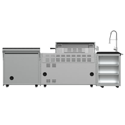 FORNO Bulnes 40-Inch BBQ, 95,000 BTU, 5 Burners, Sear & Rotisserie Infrared with Side Burner, Stainless Steel Outdoor Kitchen with 1.8 cu.ft. Beverage Center & Black Granite Countertops