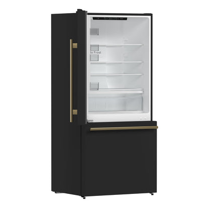 Forno Milano 2-Piece 62-Inch Freestanding Dual Bottom Freezer Refrigerator in Black – 34.4 cu.ft, Touch Control, Ice Maker
