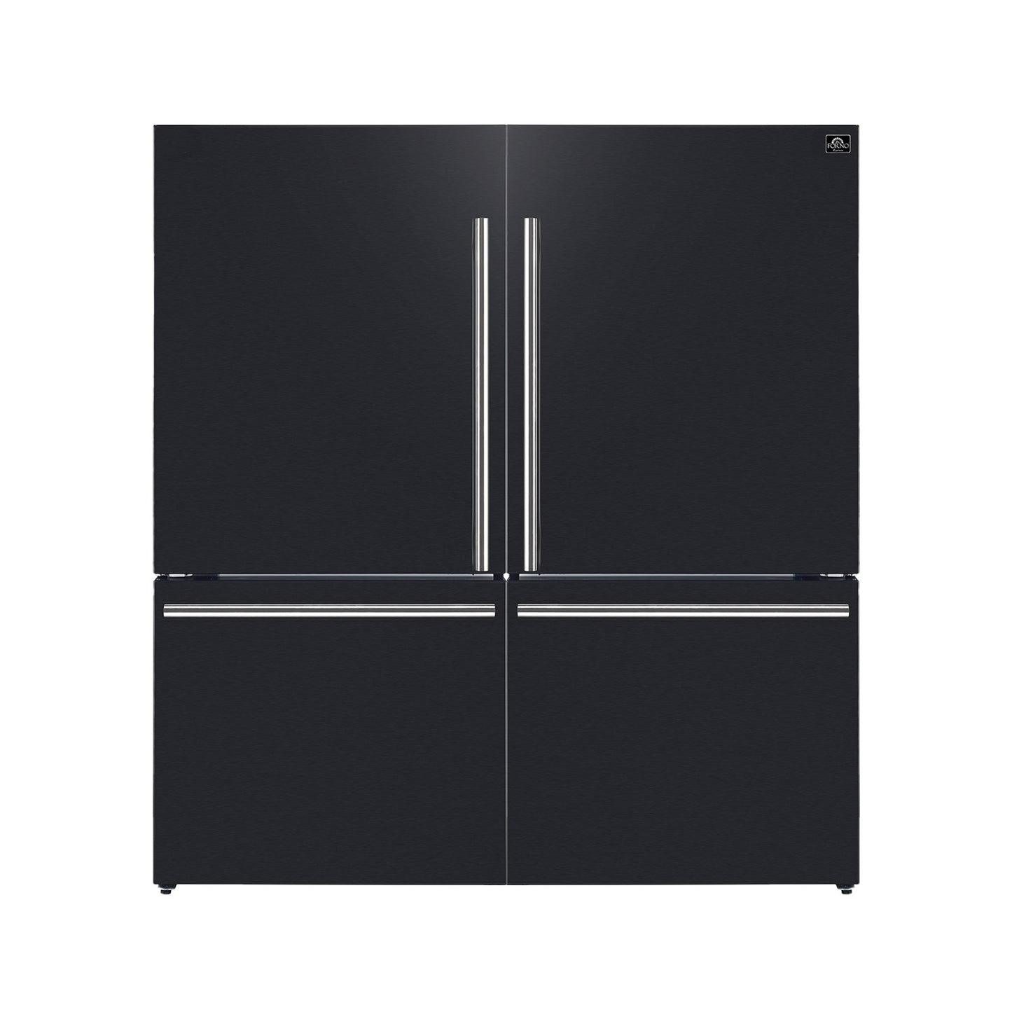 Forno Milano 2-Piece 62-Inch Freestanding Dual Bottom Freezer Refrigerator in Black – 34.4 cu.ft, Touch Control, Ice Maker