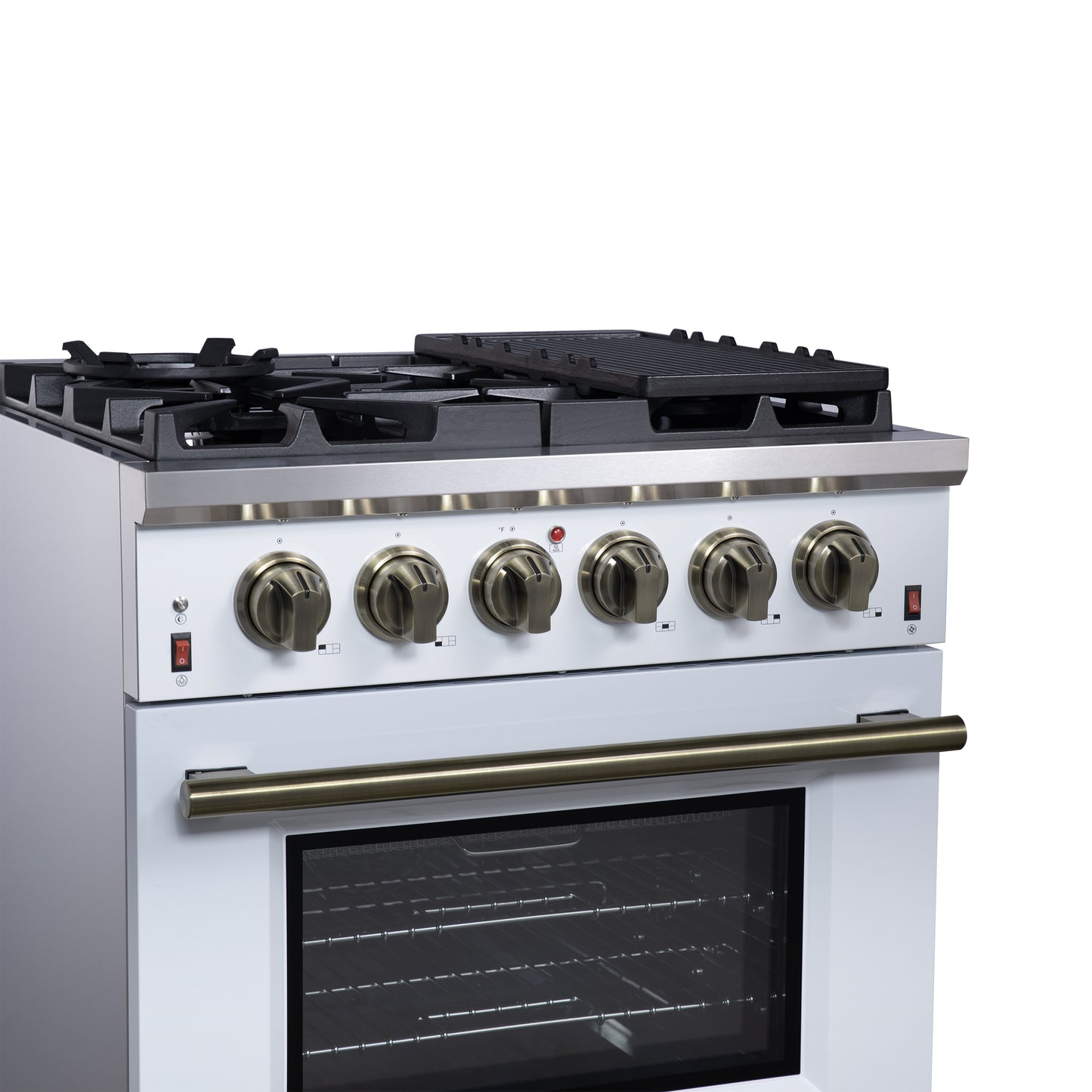 Forno Massimo 30-Inch White Freestanding Gas Range, 4 Burners, True Convection Oven