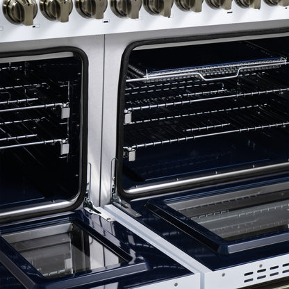 Forno Massimo 48-Inch White Freestanding Gas Range, 8 Burners, True Convection Oven