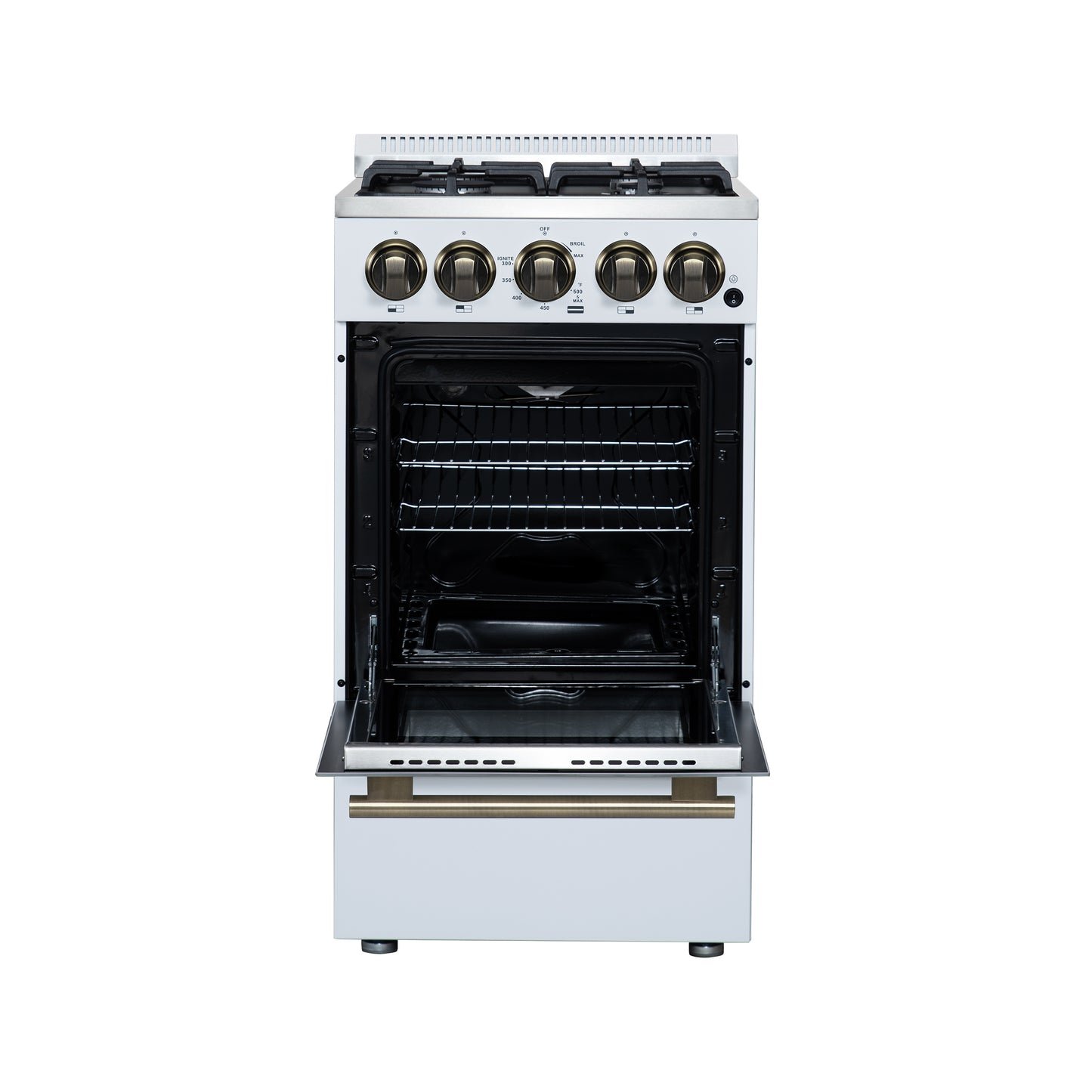 Forno Lamazze 20 Inch Freestanding Gas Range in White, Compact Design