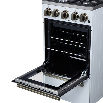 Forno Lamazze 20 Inch Freestanding Gas Range in White, Compact Design