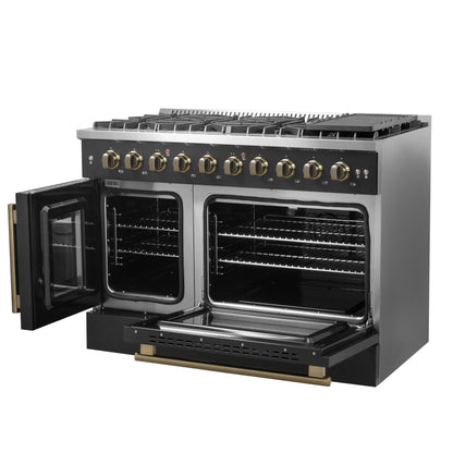 Forno Galiano 48" Freestanding French Door Gas Range in Black