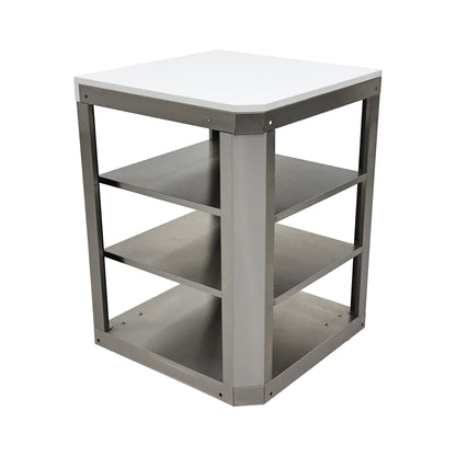 FORNO Bulnes 40-Inch BBQ, 95,000 BTU, 5 Burners, Sear & Rotisserie Infrared with Side Burner, Stainless Steel Outdoor Kitchen with 1.8 cu.ft. Beverage Center & White Sintered Stone Countertops