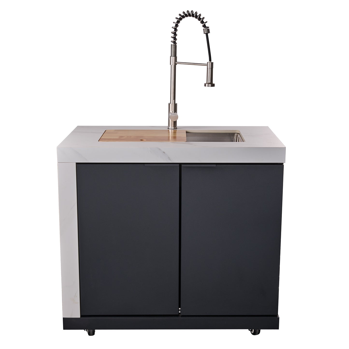 Forno Rimini Outdoor Kitchen: 30" BBQ 62,600 BTU, 4.8 cu.ft. Refrigerators, White Countertops