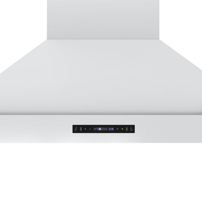 Forno Venezia 48 Inch Wall-Mounted Range Hood in White with Antique Brass Accessories, Touch Controls and Baffle Filters