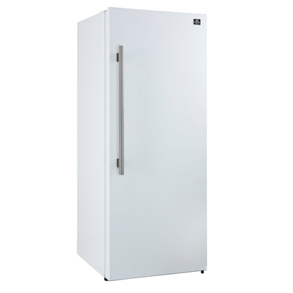 Forno Maderno 28-Inch Convertible Freezer/Refrigerator in White with Antique Brass Handle, 13.6 cu.ft. Right Swing