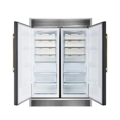 Forno Maderno 2-28-Inch Wide Convertible Refrigerator/Freezer in Black, Decorative Trim Grill, 27.2 cu.ft, 84-Inch High, ENERGY STAR Certified