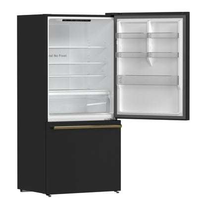 Forno Milano Espresso 31-Inch Bottom Freezer Refrigerator, Black, 17.2 cu.ft Capacity, Energy Efficient