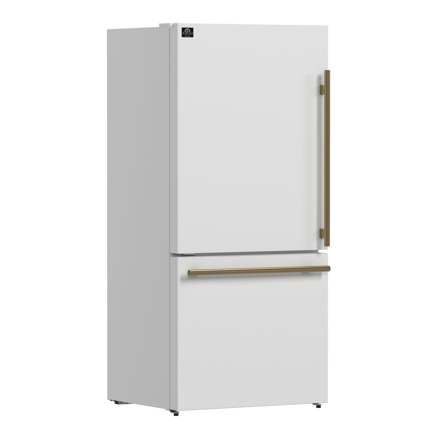 Forno Milano Espresso 31-Inch White Bottom Freezer Refrigerator, 17.2 Cu. Ft., Energy-Efficient, No Frost, Built-In Ice Maker