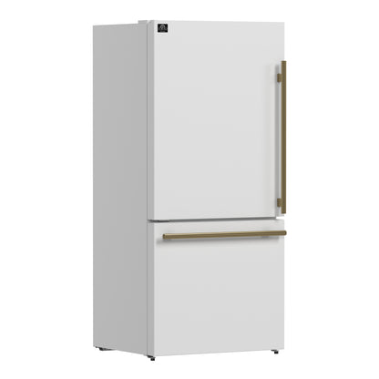 Forno Milano Espresso 31-Inch White Bottom Freezer Refrigerator, 17.2 Cu. Ft., Energy-Efficient, No Frost, Built-In Ice Maker