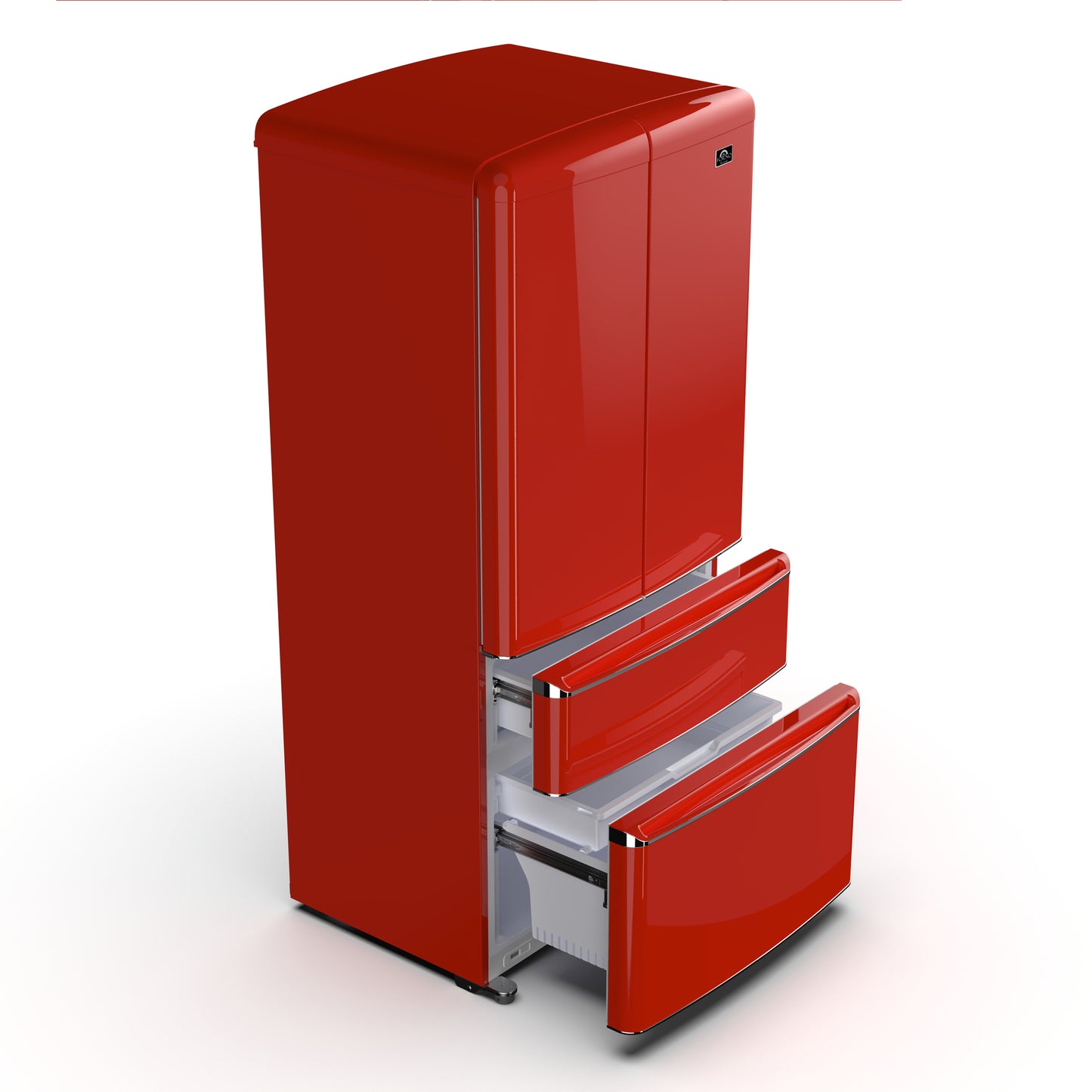 Forno Luigi 33-Inch French Door Refrigerator, 18 cu.ft, Red Finish, Handle-Free Design, ENERGY STAR Certified