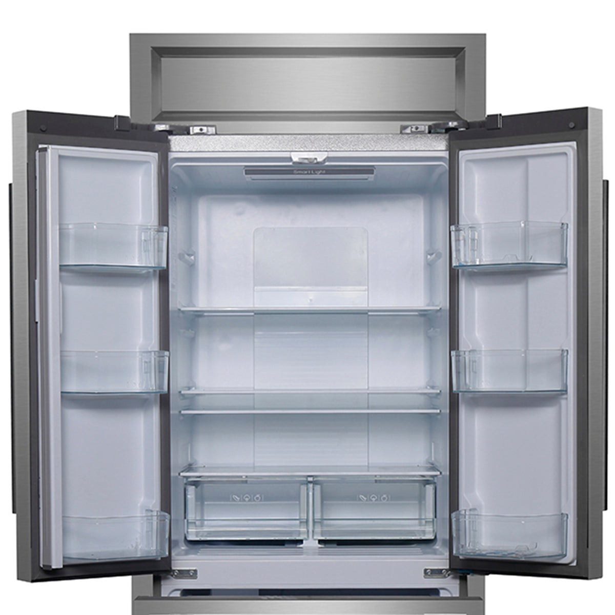 Forno Gallipoli 30-Inch French Door Refrigerator, 17.5 cu.ft Capacity, Modern Decorative Grill, 34-Inch Width, Stainless Steel, No Frost Technology, Energy Efficient