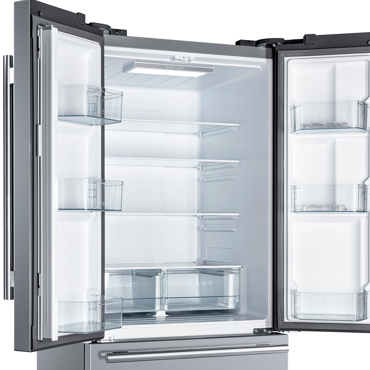 Forno Gallipoli 30-Inch French Door Refrigerator, 17.5 cu.ft Capacity, Modern Decorative Grill, 34-Inch Width, Stainless Steel, No Frost Technology, Energy Efficient