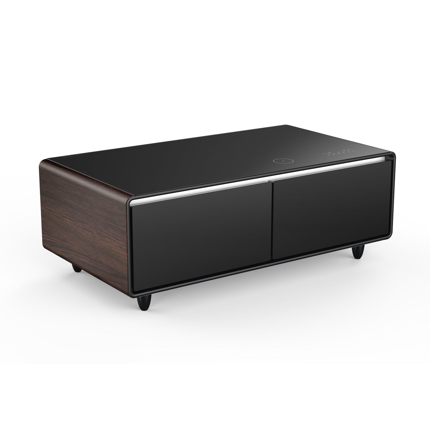 Forno Evoluto Tavolo 51-Inch Smart Coffee Table with Wood-Accent Sides – Dual Cooling Zones, Wireless Charging Pad & Built-In Bluetooth Speakers