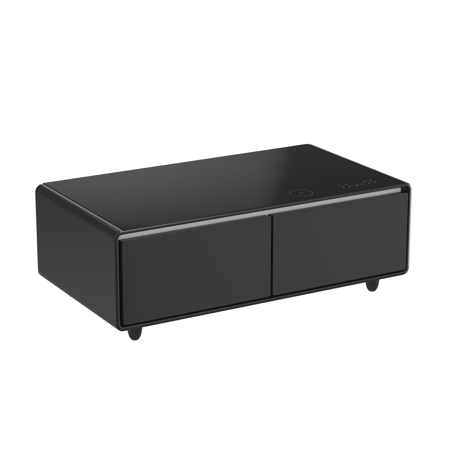 Forno Evoluto Tavolo 51-Inch Black Smart Coffee Table – Dual Refrigerator Drawers, Bluetooth 5.0 Audio, Wireless Charging & RGB Ambient Light