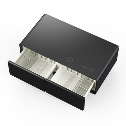 Forno Evoluto Tavolo 51-Inch Black Smart Coffee Table – Dual Refrigerator Drawers, Bluetooth 5.0 Audio, Wireless Charging & RGB Ambient Light