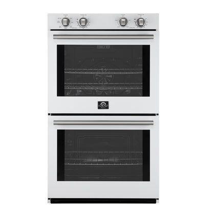 Forno Vomero 30-Inch Double Wall Oven, White, 10 cu.ft Total Capacity, 7100W Convection, Mechanical Controls, Manuel Steam Clean