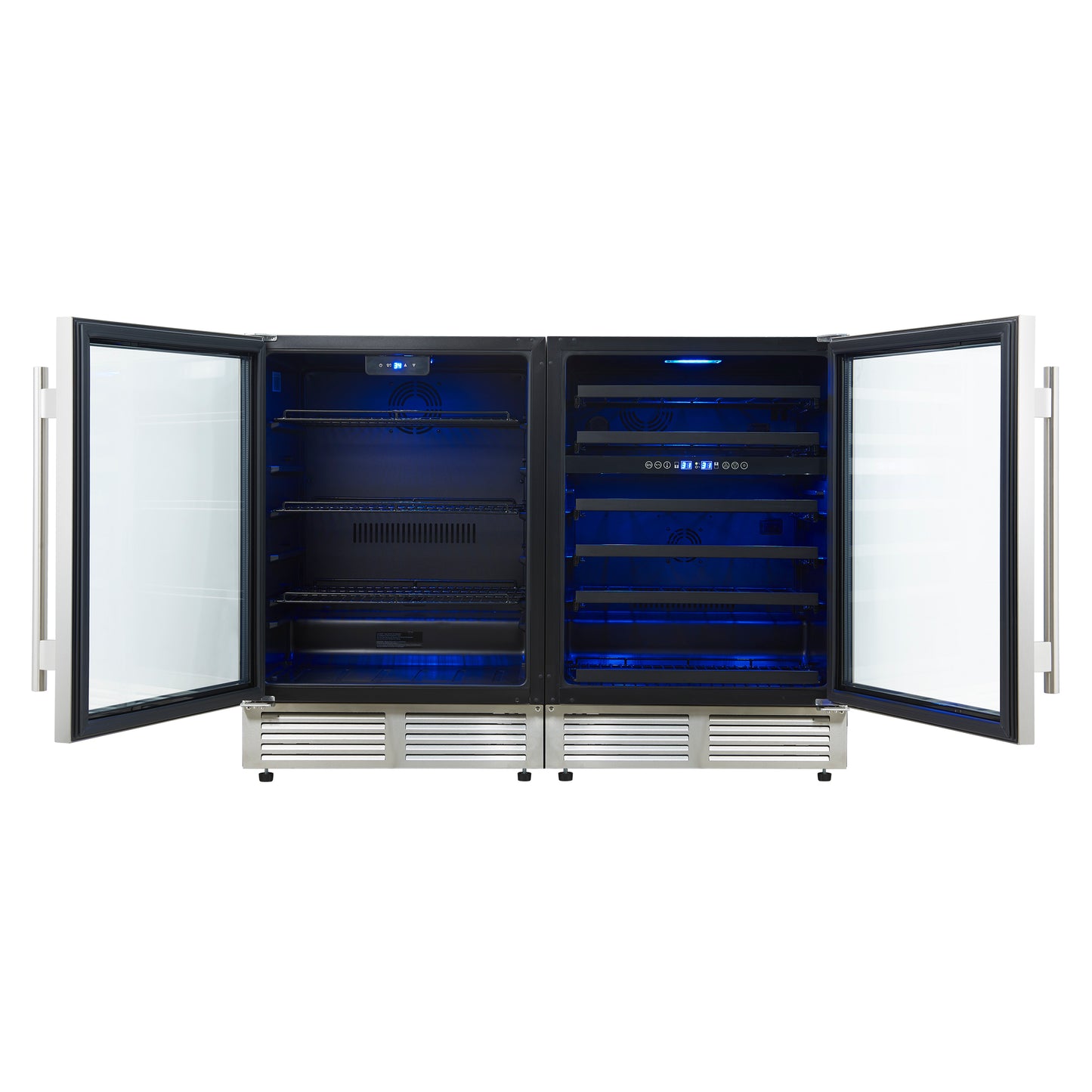 Forno Gemello 48 Inch Side-by-Side Wine and Beverage Cooler in Stainless Steel, French Door, 9.6 cu. ft.