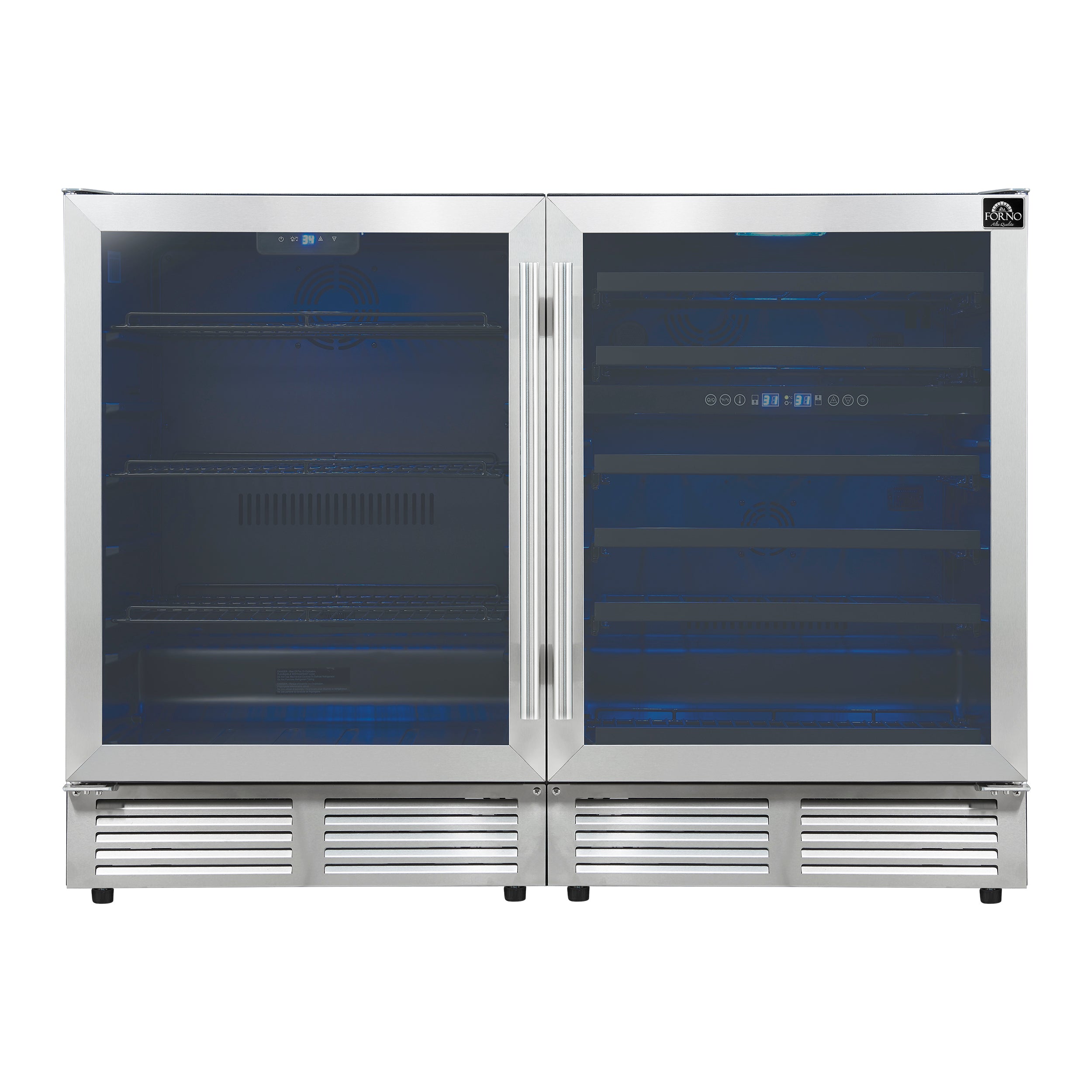 Gemello 48 Inch Side-by-Side Wine and Beverage Cooler in Stainless Ste ...